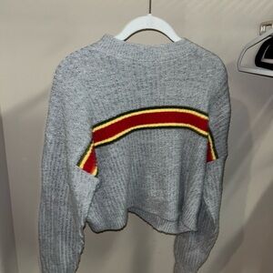 Forever 21 Gray Sweater with Red and Yellow Accents